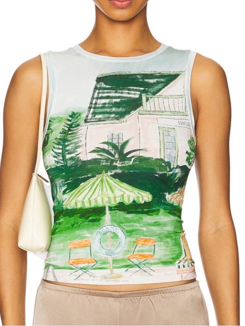 Scenic Print Sleeveless Tank Top - Green